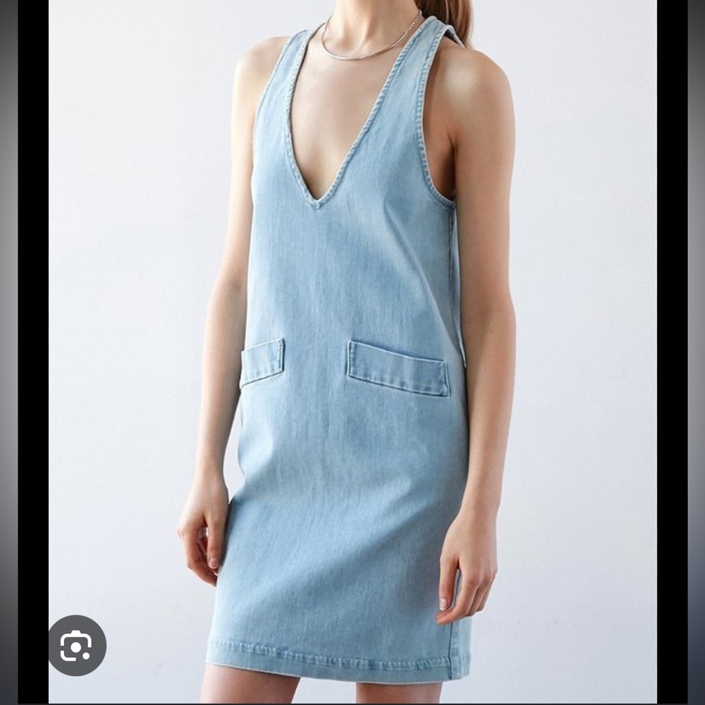 Courtshop Car Plunging Denim Shift Dress